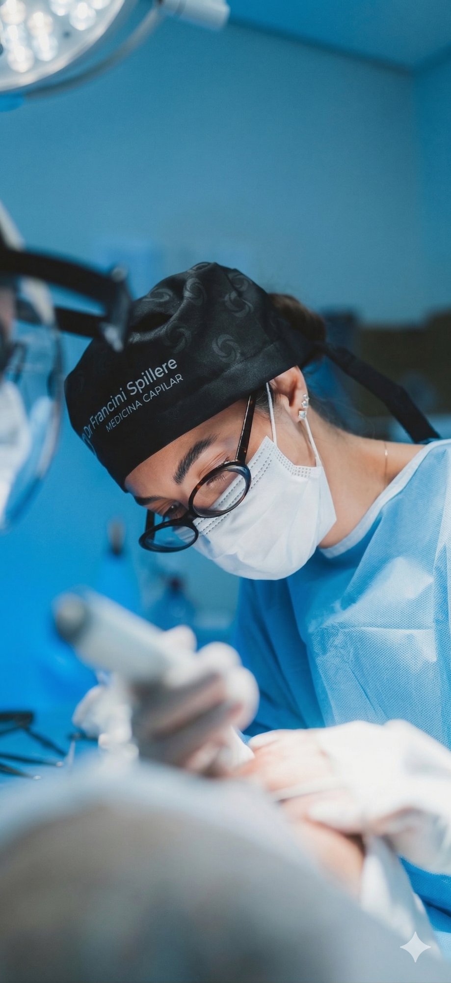 Dra. Francini Spillere em procedimento de transplante capilar